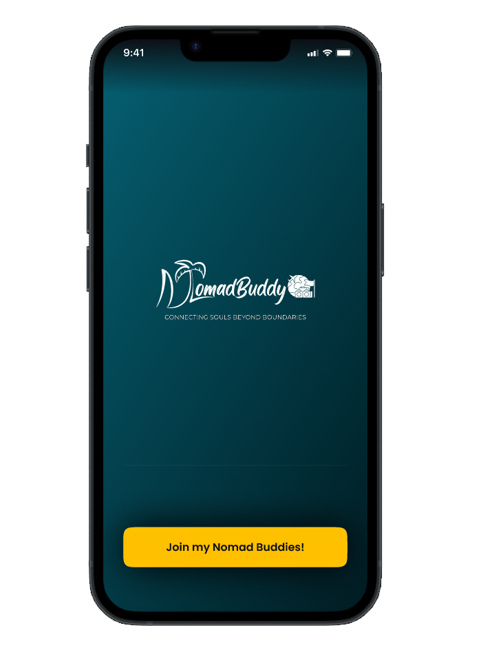NomadBuddy mobile application welcome page
